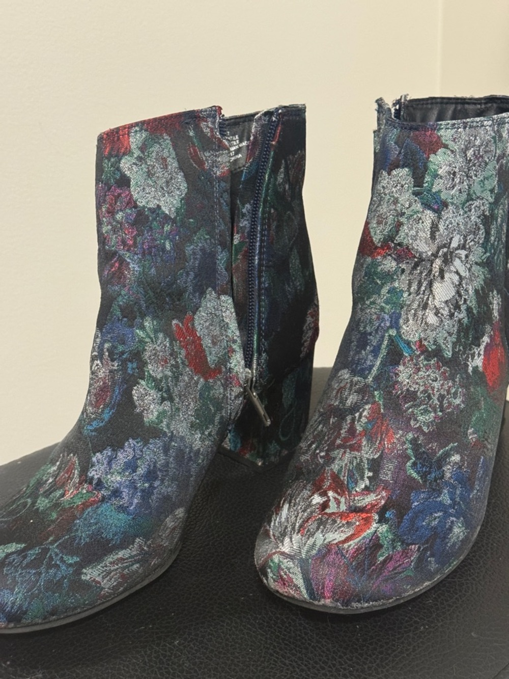 Floral Jacquard Ankle Boots - Multi